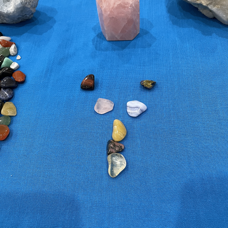 crystals laid out in a Y shape