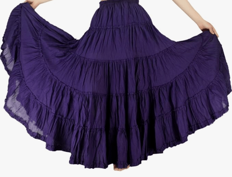 purple tiered skirt
