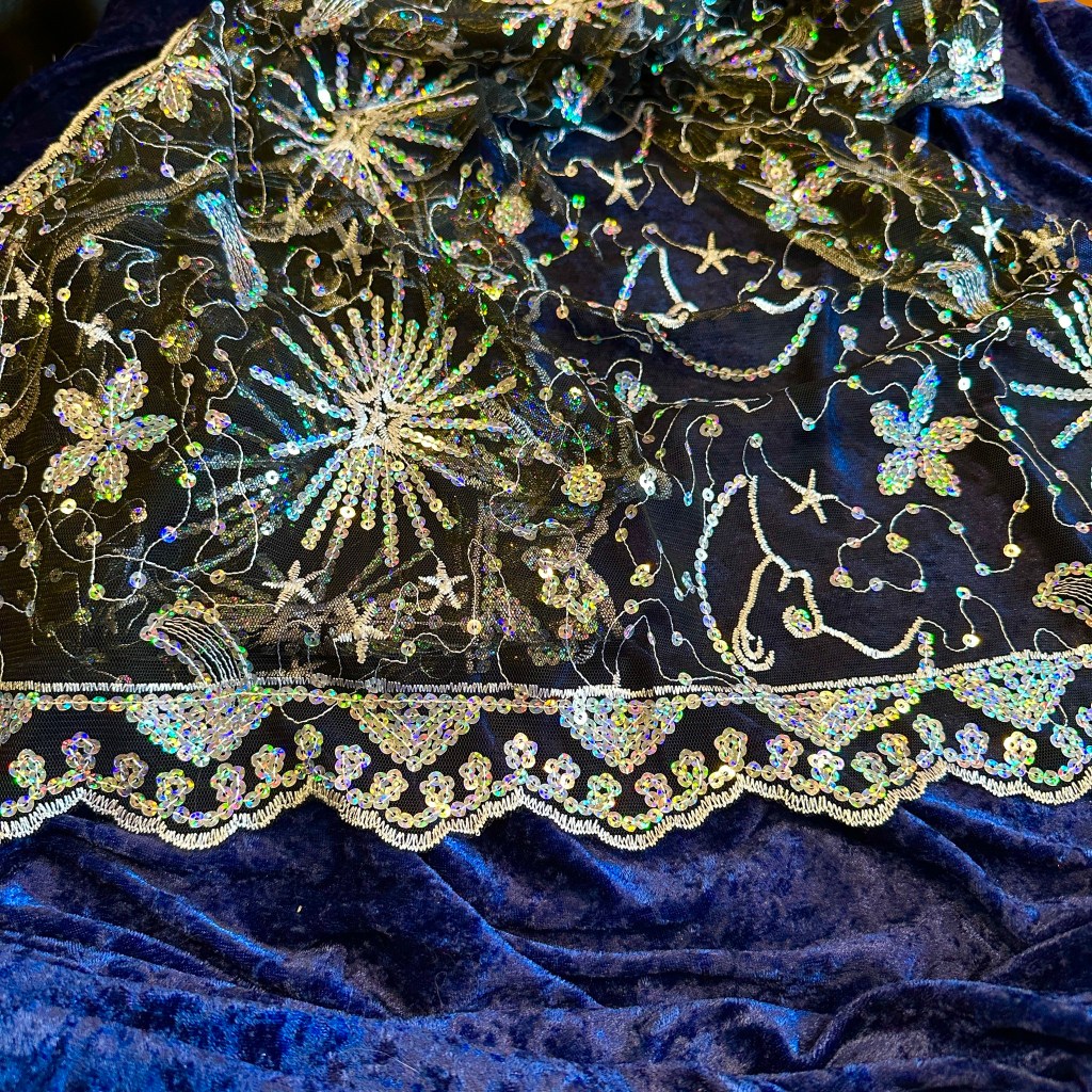 Sequined shawl detail